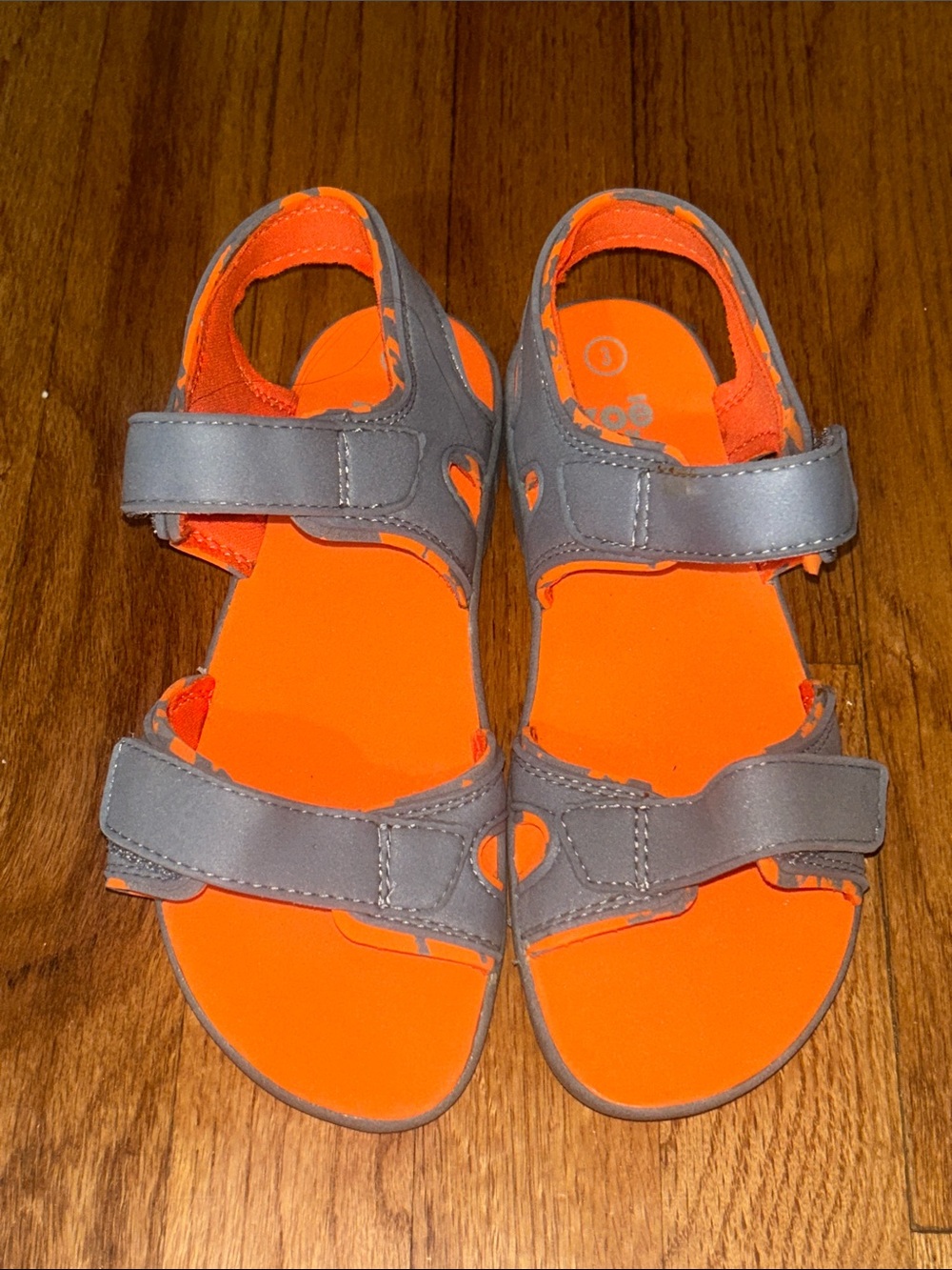 Zoe & Zac Brand New Kids Orange & Gray Velcro Sandals size 3